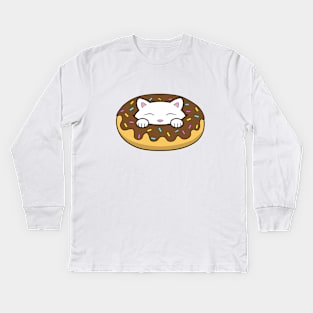 Chocolate Doughnut Cats Kids Long Sleeve T-Shirt